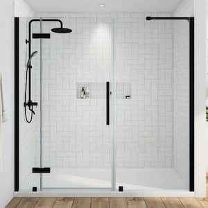 Tampa 72 in. L x 36 in. W x 72 in. H Alcove Shower Kit with Pivot Frameless Shower Door in Black and Shower Pan