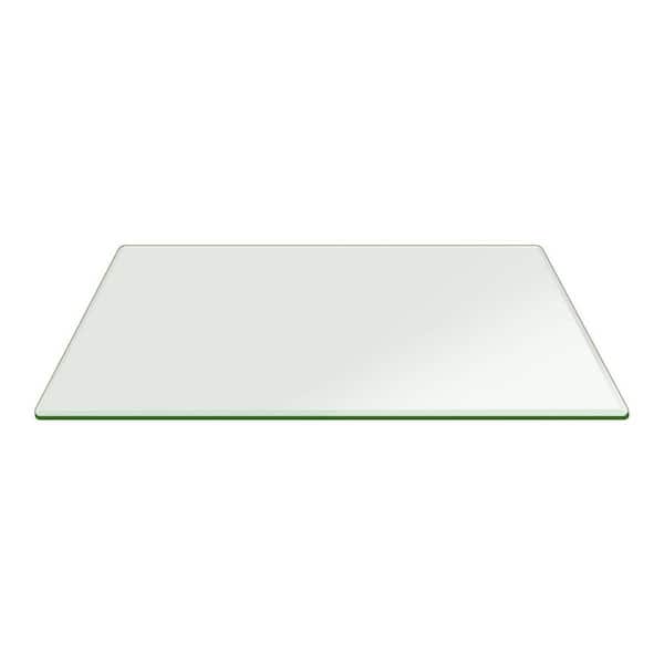 Fab Glass and Mirror 24 in. x 36 in. Clear Rectangle Glass Table Top, 3/8 in. Thick Beveled Edge Polished Tempered Radius Corners
