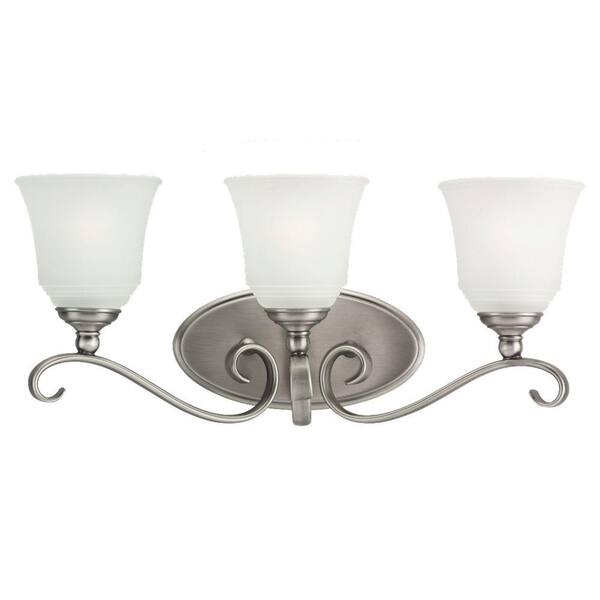 Generation Lighting Parkview 23 in. W 3-Light Antique Brushed Nickel Vanity Light with Satin Etched Glass