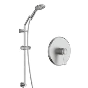 Single-Handle 6-Spray Shower Head Round Wall Mount Shower Faucet in Brushed Nickel(Valve Included)