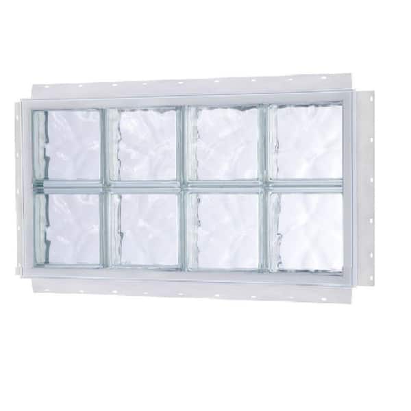 TAFCO WINDOWS 32.5 in. x 16.5 in. NailUp Wave Pattern Solid Glass Block Window
