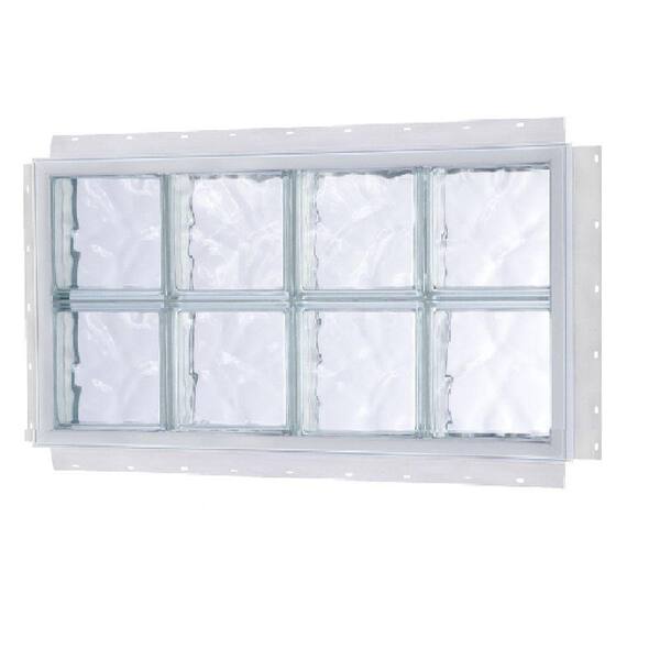 TAFCO WINDOWS 32.5 in. x 24.5 in. NailUp Wave Pattern Solid Glass Block Window