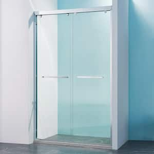 48 in. W x 75 in. H Double Sliding Frame Shower Door in Chrome Finish with Clear Glass