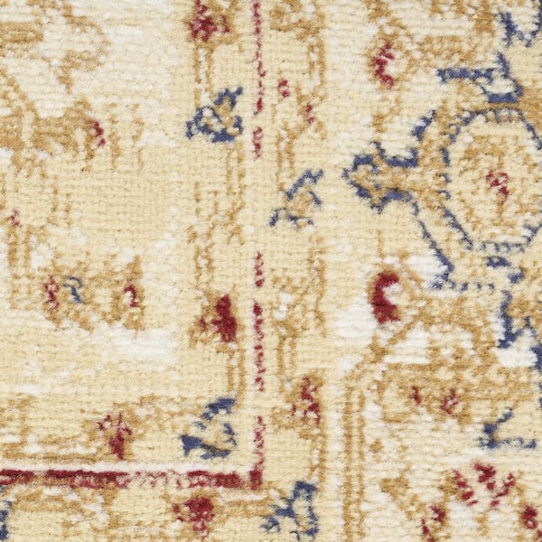 2 ft. x 8 ft. White Medallion Washable Area Rug