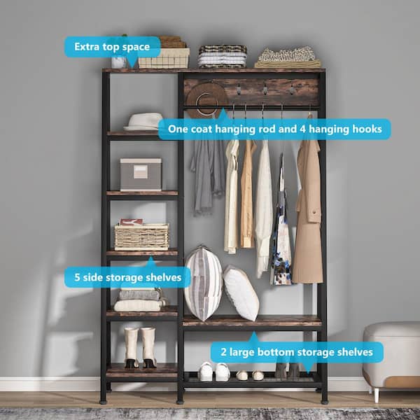 TribeSigns Tribesigns Free-standing Closet Clothing Rack, Metal Closet  Organizer System with Shelves and Hooks