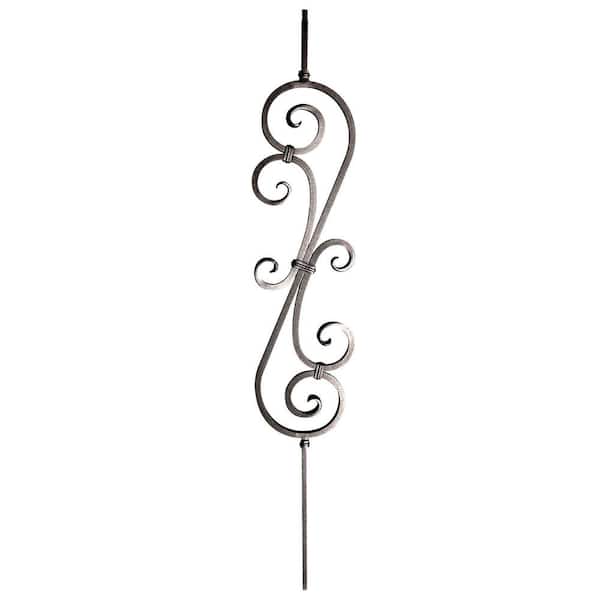 arteferro 44 in. x 7 3/8 in. 26 in. Double S-Scroll Dark Champagne Powder Coated Wrought Iron Metal Stair Baluster