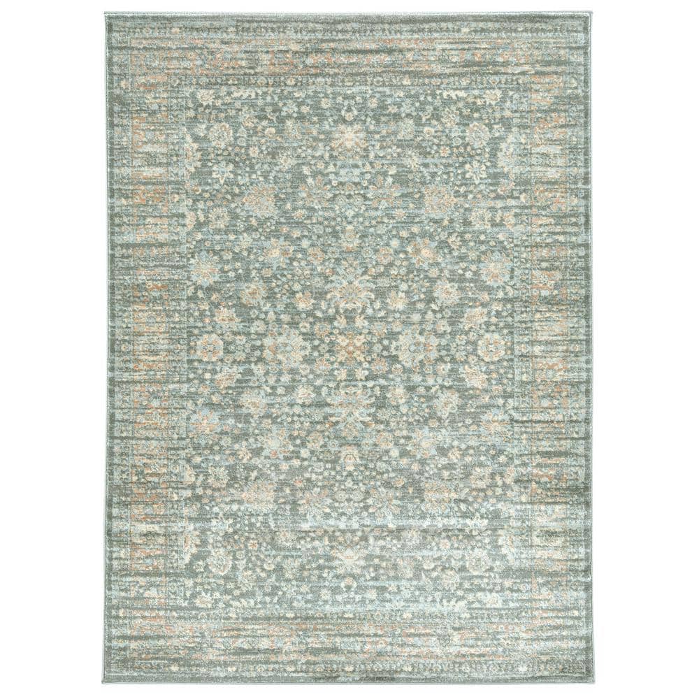 Seriate Light Green 5 ft. x 7 ft. Traditional Vintage Area Rug