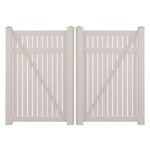 Weatherables Hanover 8 ft. W x 5 ft. H Tan Vinyl Pool Fence Double Gate