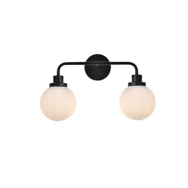 Unbranded Home Living 19 in. 2-Light Black Vanity Light with Glass Shade
