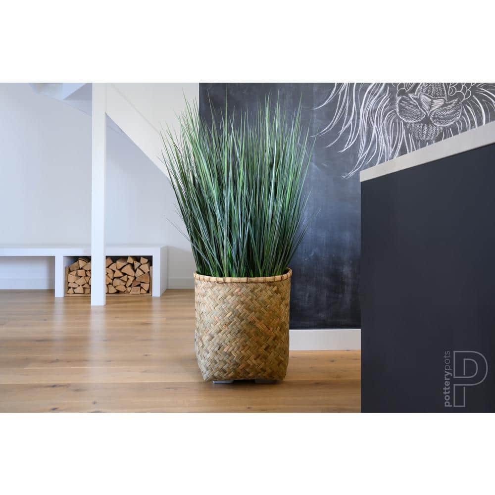 Natural Bamboo and Cement Round Indoor Outdoor Planter