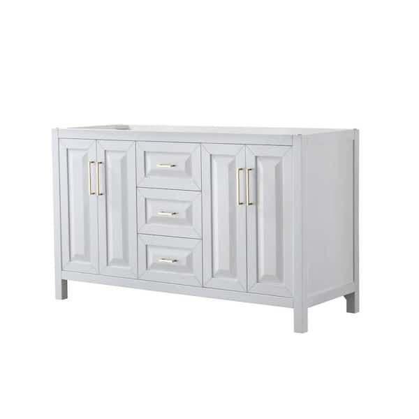 Wyndham Collection Daria 59 in. W x 21.5 in. D x 35 in. H Bath Vanity Cabinet without Top in White