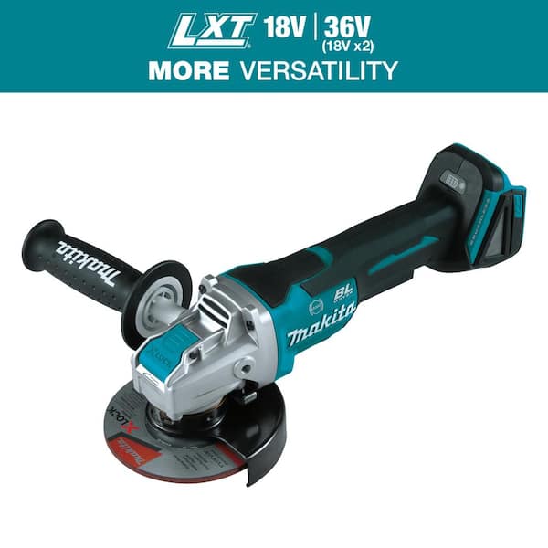 Makita 18V LXT Lithium Ion Brushless Cordless 4 1 2 in. 5 in. Paddle Switch X LOCK Angle Grinder with AFT Tool Only XAG26Z The Home Depot