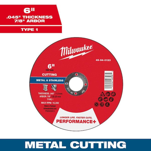 6 in. x. 045 in. x 7/8 in. Performance Plus Metal Cut Off Wheel-Type 1