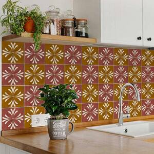 Brown and Dark Goldenrod R1018 12 in. x 12 in. Vinyl Peel and Stick Backsplash Tiles (24-Pack)