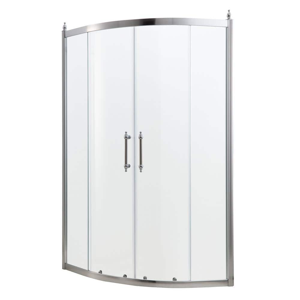 Chrome Finish Semi-Frameless Clear Glass Sliding Shower Enclosure