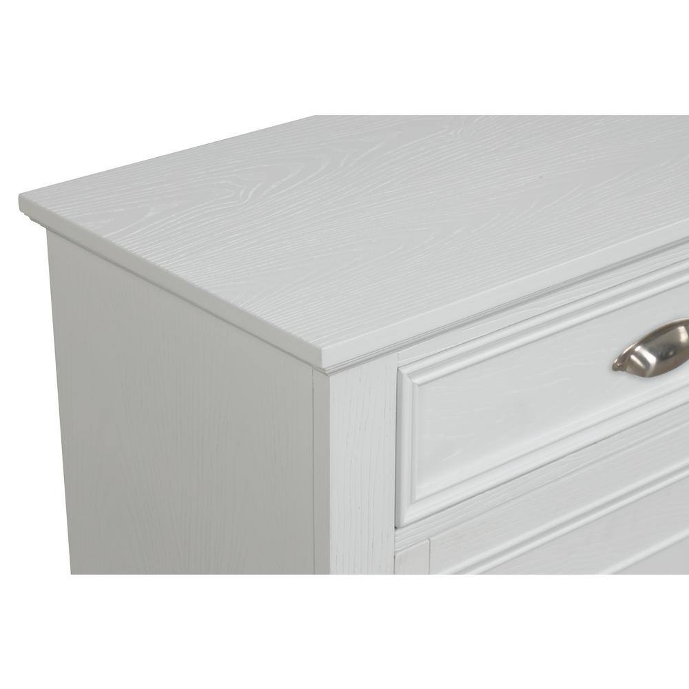 Jamestown White Brushed Acacia Wood Traditional Nightstand