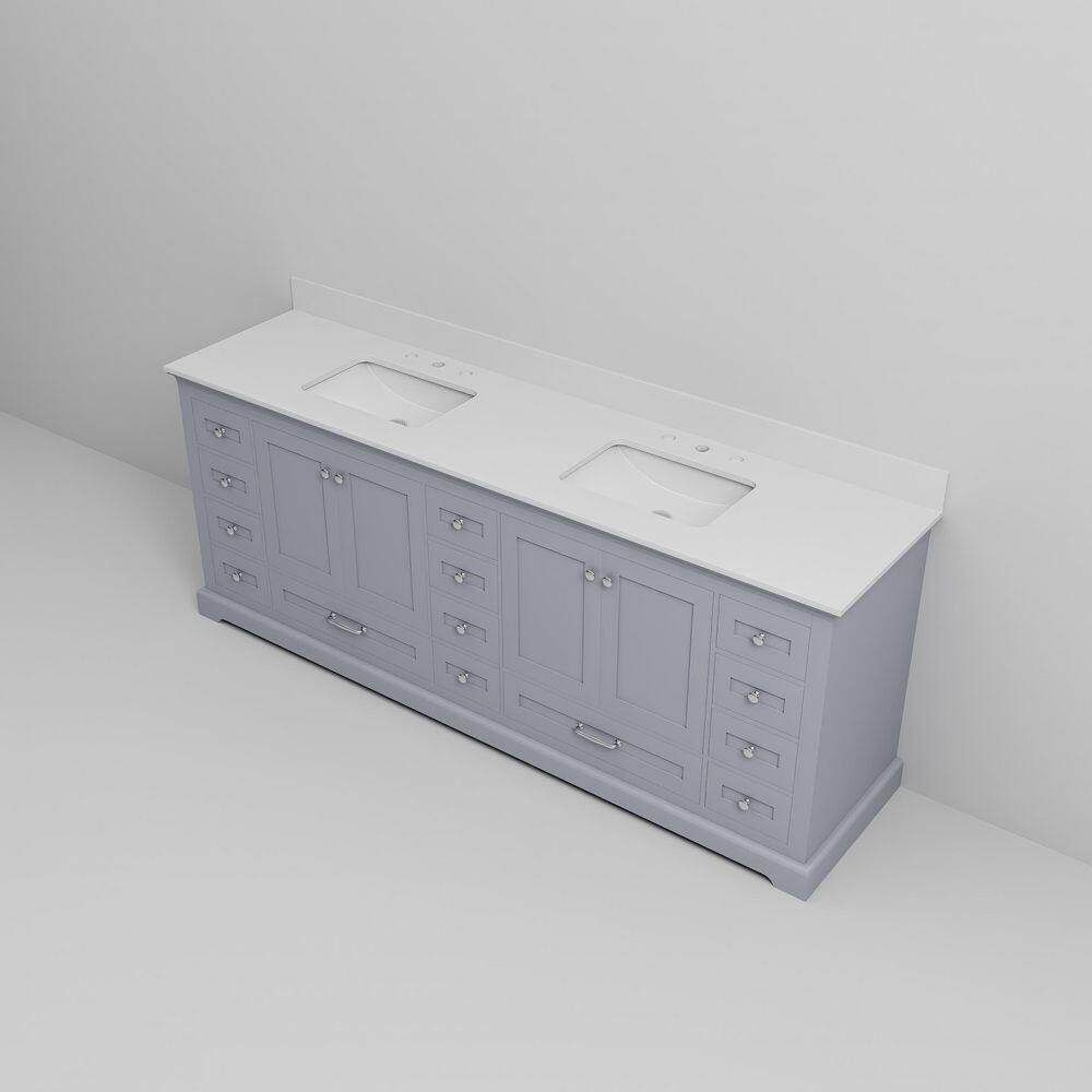 Lexora 84" Dark Grey Double Vanity with White Quartz Top