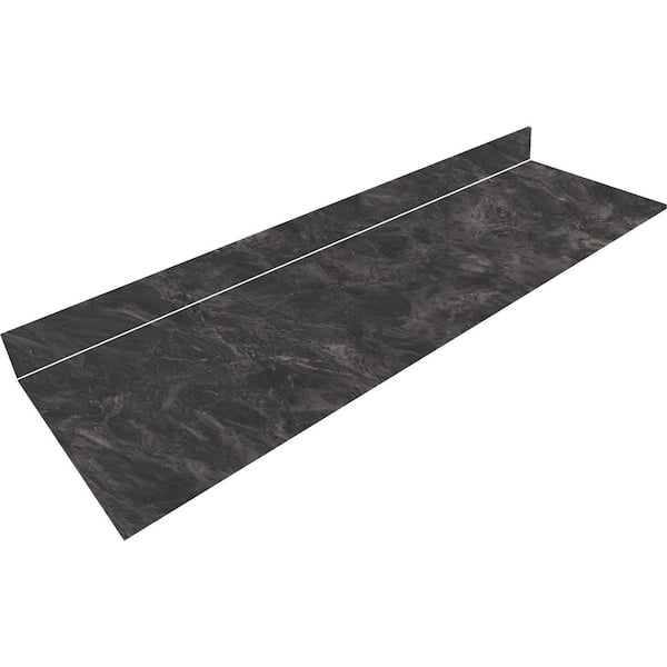 8 ft. L x 25 in. D Engineered Composite Countertop in Notte Nera with Luster Finish