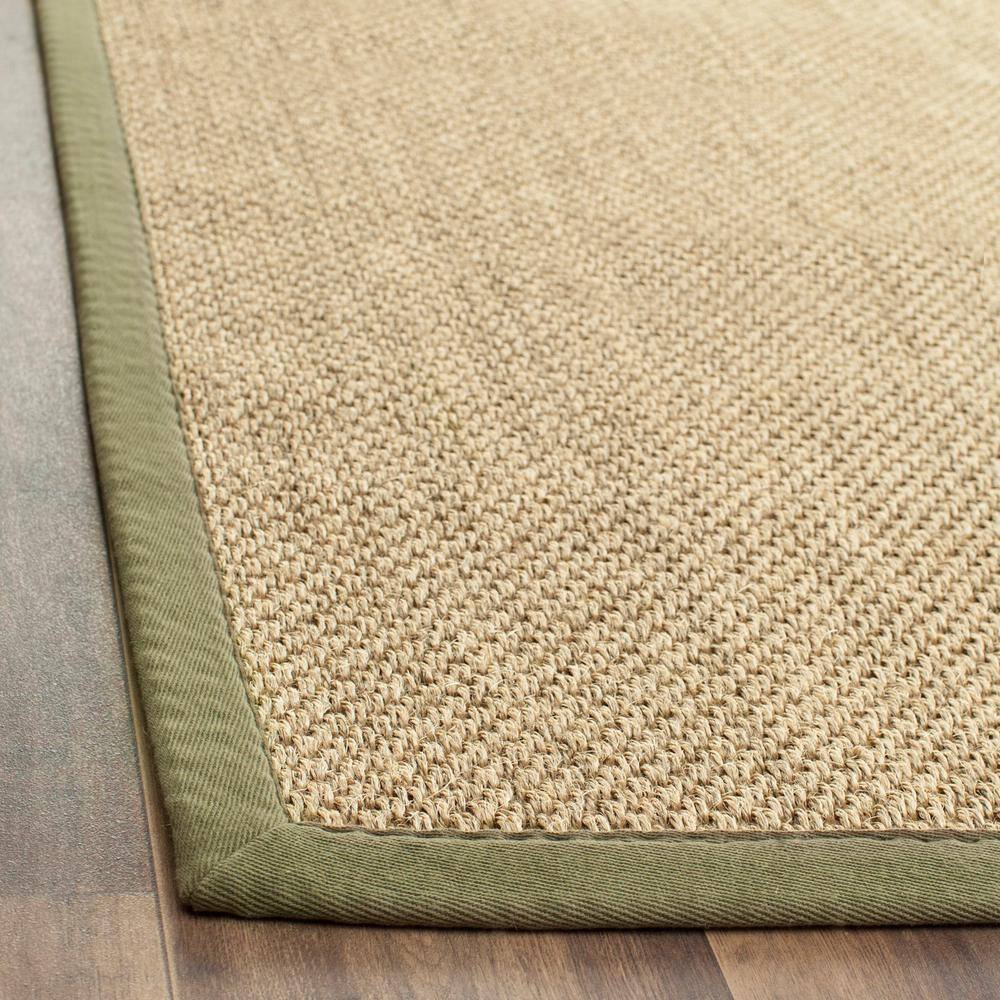 Natural Green Sisal and Jute Area Rug with Cotton Backing