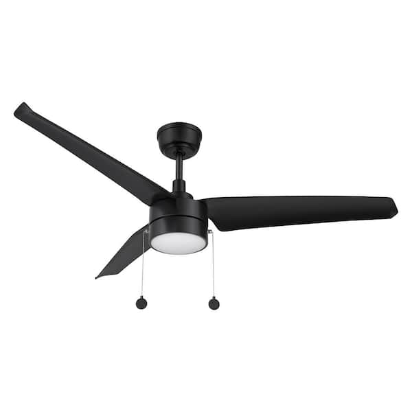 CARRO Venteto 52 in. Color Changing Integrated LED Indoor Black 5-Speed DC Ceiling Fan with Light Kit and Pull Chain
