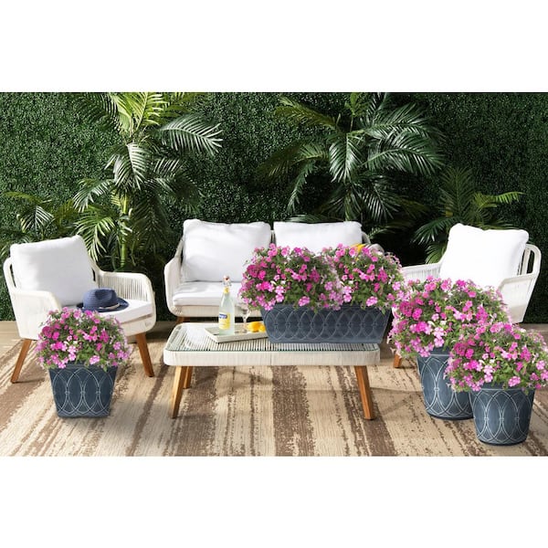 18 in. Durham Chalk Wash Plastic Planter