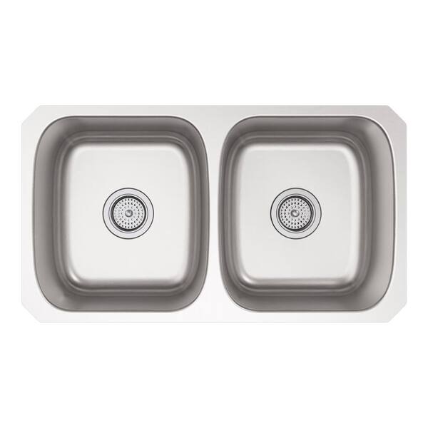 KOHLER Ballad Undermount Stainless Steel 31.5 in. Double Bowl Kitchen Sink with Simplice Kitchen Faucet