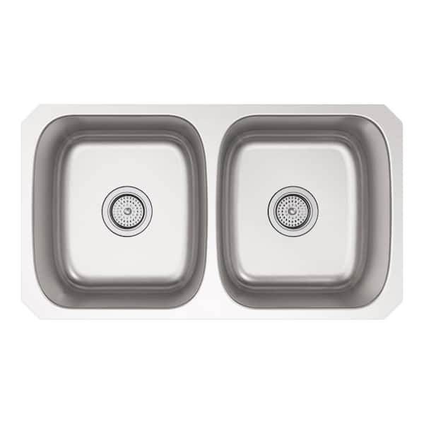 KRAUS Ellis All-in-One Undermount Stainless Steel 32 in. 50/50 Double Bowl Kitchen  Sink with Commercial Pull-Down Faucet KCA-1200 - The Home Depot