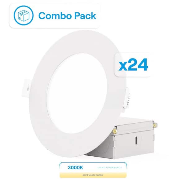 4 in. 3000K IC Rated New Construction Canless 65-Watt Equivalent Integrated LED Recessed Lighting Kit 24-Pack