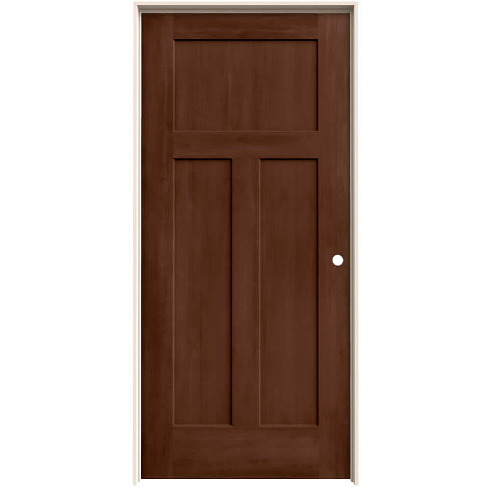 JELD-WEN 36 in. x 80 in. Craftsman Milk Chocolate Stain Left-Hand