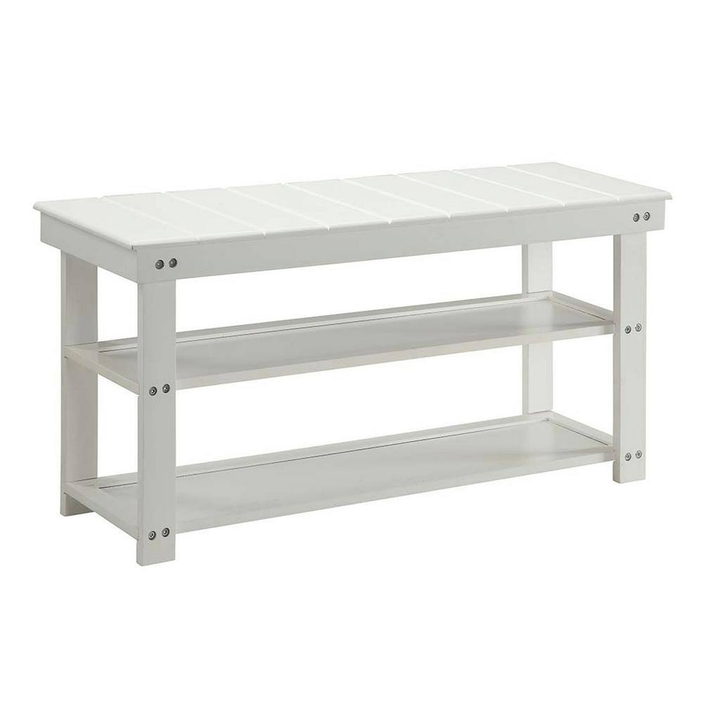 Convenience Concepts Oxford White Bench with Shelves (17 in. H x 35.5 ...