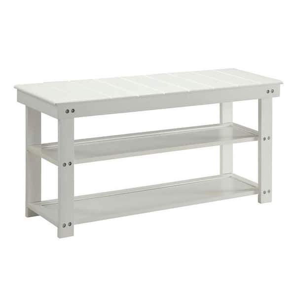Convenience Concepts Oxford White Bench with Shelves (17 in. H x 35.5 in. W x 12 in. D)