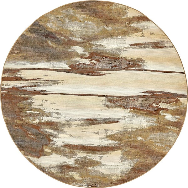 Outdoor Shore Brown 8' 0 x 8' 0 Round Rug
