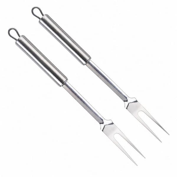 Rust‑Resistant Stainless‑Steel 13.3 in. 2‑Prong Meat Fork, Practical Pizza and BBQ Accessory for Thanksgiving Roasting