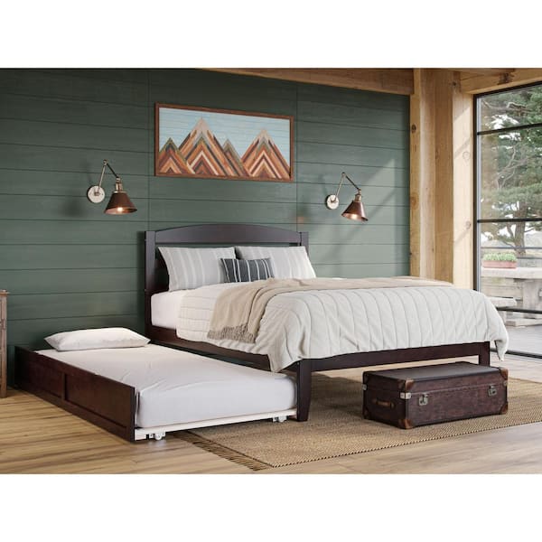 AFI Warren, Solid Wood Platform Bed with Twin XL Trundle, Queen, Espresso