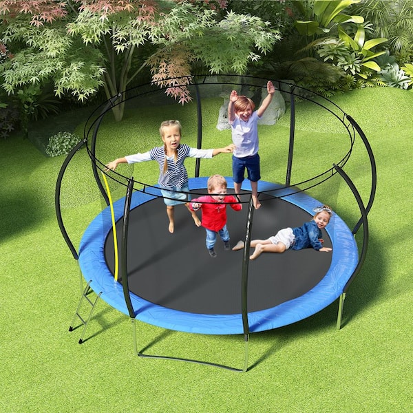 Verrast zijn levend vandaag Kingdely 14 ft. Pumpkin Trampoline with Enclosure Net, Safety Pad and  Ladder, Outdoor Yard Trampoline for Kids and Family KF020199-14 - The Home  Depot