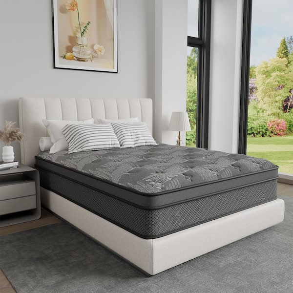 King Size Medium Firm Gel Memory Foam 14 in. Innerspring Pillow Top Hypoallergenic and Cooling Mattress