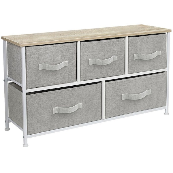 Sorbus 5-Drawer Marble Black Dresser White Frame Wood Top Easy Pull ...