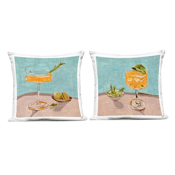 Stupell Industries Orange Cocktail Still Lifes Orange Square Outdoor Throw Pillow 2-Pack