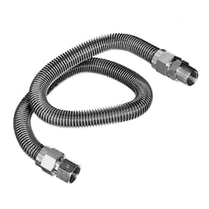 1/2 in. OD x 3/8 in. ID Flexible Gas Connector Stainless Steel for Dryer/Water Heater, 48 in. L with 1/2 in. FIP x MIP
