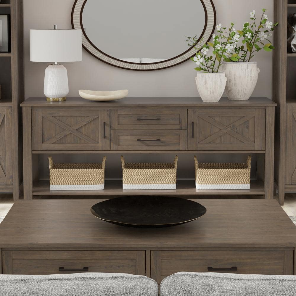 Ela 48'' Smoky Brown Solid Wood Console Table with Storage