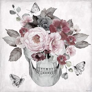 "Skull and Pink Peonies" by Marmont Hill Unframed Canvas Nature Art Print 40 in. x 40 in.