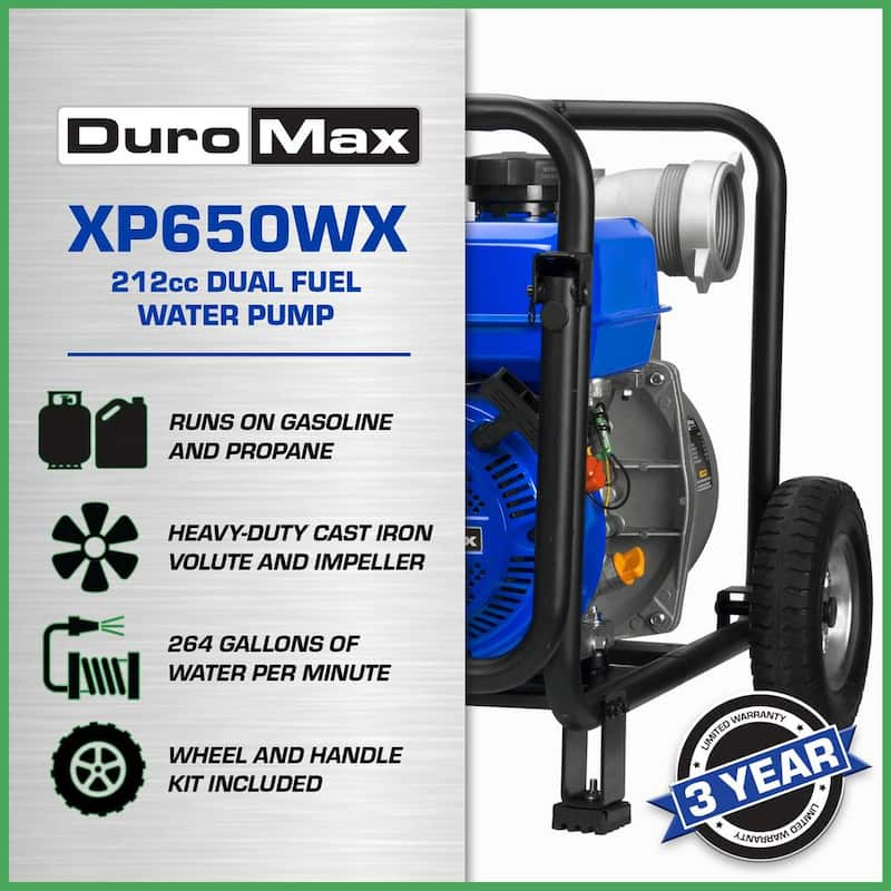 212cc 3 in. Dual Fuel Semi-Trash Water Pump