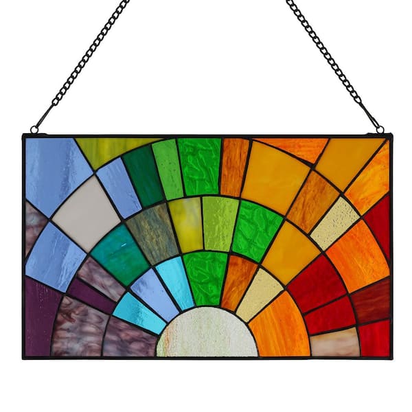 Multi Stained Glass Rays of Sunshine Window Panel