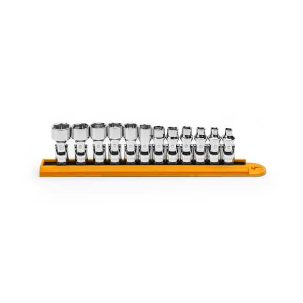 1/4 in. Drive 6-Point Metric Flex Socket Set (12-Piece)