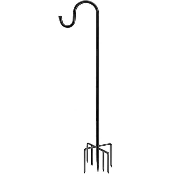 Shepherds Hooks 72 in. Metal Heavy Duty Black Outdoor Garden Bird Feeder Pole with 7 Base Prongs for Hanging Lanterns