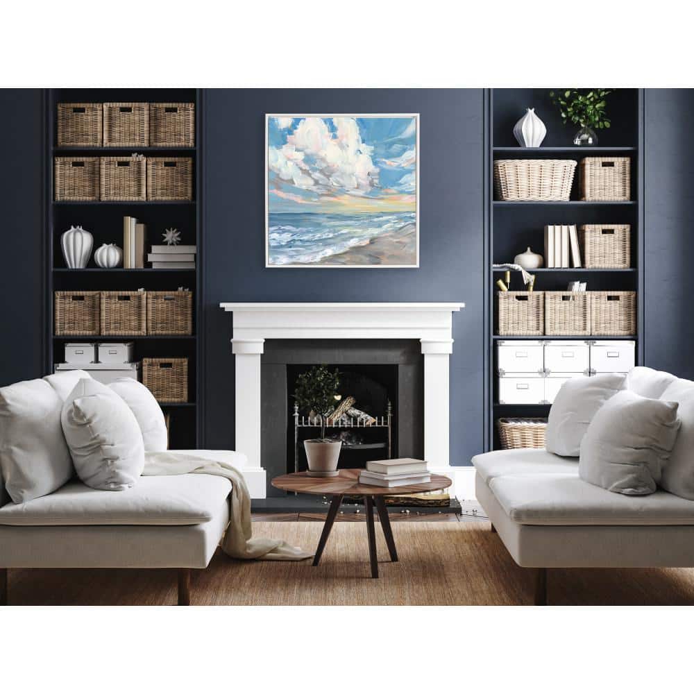 30"x30" White Beaded Fort Myers Beach Canvas Print