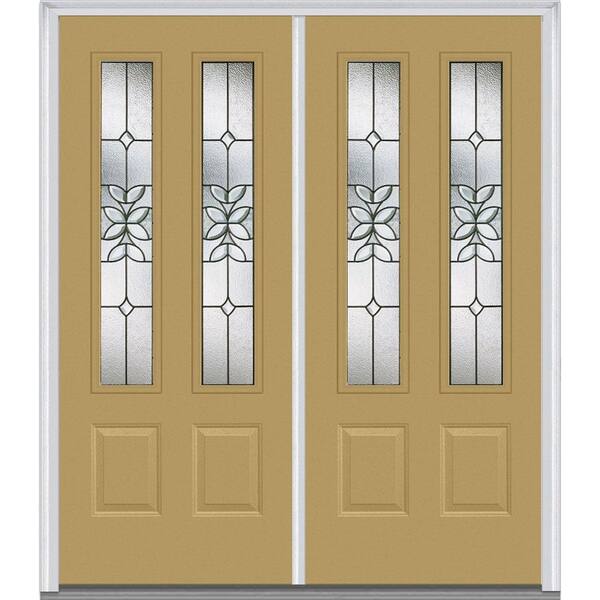 MMI Door 72 in. x 80 in. Cadence Right-Hand Inswing 2-Lite Decorative 2-Panel Painted Fiberglass Smooth Prehung Front Door