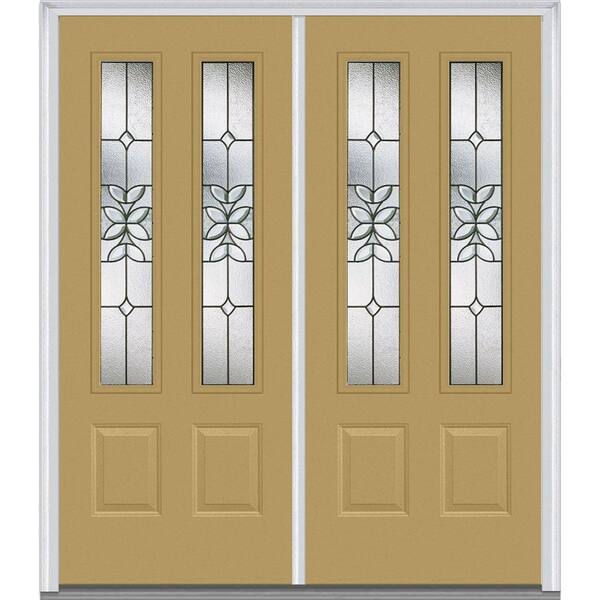 MMI Door 64 in. x 80 in. Cadence Left-Hand Inswing 2-Lite Decorative Glass 2-Panel Painted Steel Prehung Front Door