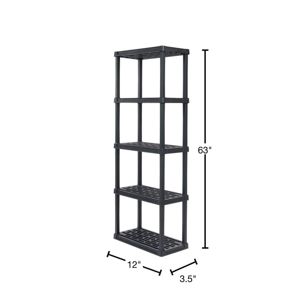 Black 5-Tier Plastic Utility Storage Shelf