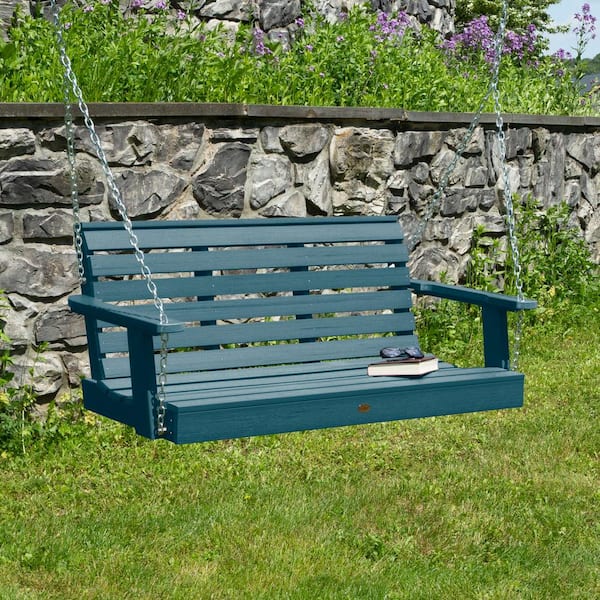 Weatherly 48 in. 2-Person Nantucket Blue Recycled Plastic Porch Swing